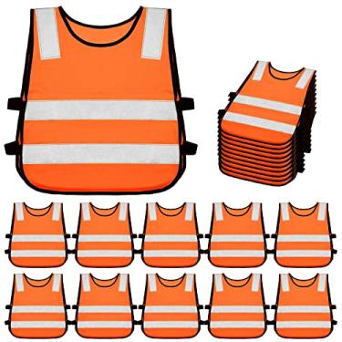 Imagem de Geyoga 10 Peças Colete de Segurança Infantil Reflexivo Colete de Visibilidade de Segurança Infantil Roupas de Proteção para Meninos Meninas Ciclismo Esqui Skate Corredor (Laranja)