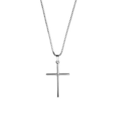Imagem de Colar Masculino com Crucifixo de Aço Inoxidável, Pingente Cruz, Resistente à Água