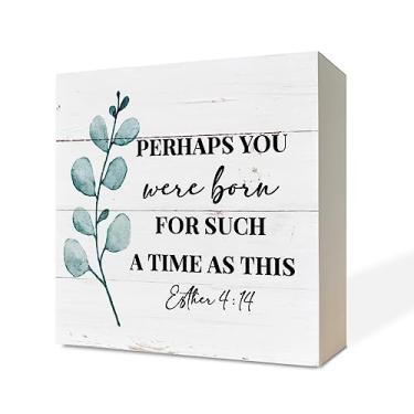 Imagem de Razpah Placas de Madeira Cristãs, Versículo Bíblico Ester 4:14- Talvez Você Tenha Nascido para Um Tempo Como Este, Decoração de Placa de Caixa de Mesa, Decoração de Quarto de Berçá (, Cristão-27)