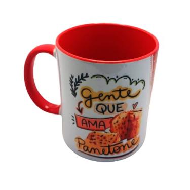 Imagem de Caneca decorativa de Natal Gente que ama Panetone com chaveiro
