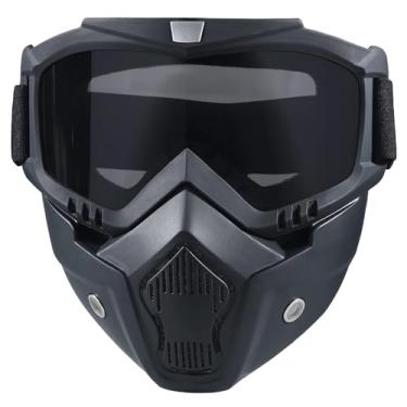 Imagem de Óculos de capacete de motocicleta com máscara facial removível, óculos de motocross anti-UV ajustáveis para equitação off-road ciclismo motocicleta óculos de proteção