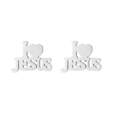 Imagem de BlingNuts Brincos de cruz Jesus God para mulheres, ouro, prata, Natal, família, amigos, presente de aniversário de aniversário de aço inoxidável, F, Aço inoxidável, Sem pedra preciosa