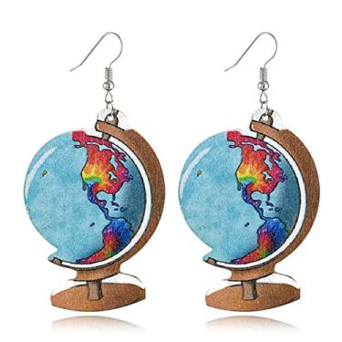 Imagem de Brincos de madeira para professores criativos, alunos, régua, lápis, tesoura, globo para mulheres, meninas, presente de volta às aulas, Liga metálica, n/p