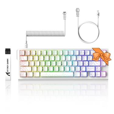 Imagem de ATTACK SHARK Teclado para jogos X68 HE 60% com fio, acionamento rápido, ponto de atuação ajustável, taxa de polling de 8 K, teclas PBT para Win/Mac, teclado mecânico RGB com cabo enrolado - contorno