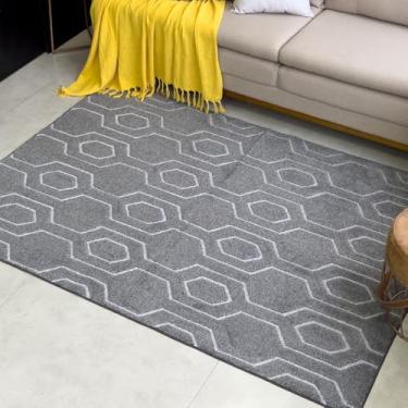 Imagem de TAPETE SALA 100x150, 200x150, 200x250 ATLANTA PELO BAIXO MODERNO LUXO (QUADRICULADO - CHUMBO, 200X250)