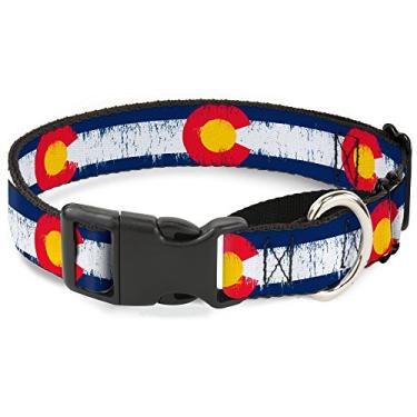 Imagem de Buckle-Down Coleira para cães "Colorado Flags2 Repeat Weathered Gamtingale, 3,8 cm de largura, serve para pescoços de 40,6 a 58,4 cm
