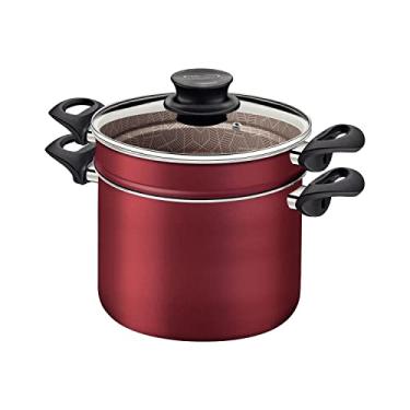 Imagem de Jogo 4 Funções Tramontina Paris em Alumínio com Revestimento Interno e Externo em Antiaderente Starflon Max Vermelho com Tampa de Vidro