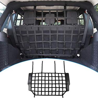 Imagem de RT-TCZ Rede de carga com isolamento organizador de porta-malas para carro, rede divisória de barreira para cães de malha para Jeep Wrangler JKU & JLU 4 portas 2007-2021