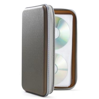 Imagem de UENTIP Capa para CD, suporte para CD com capacidade para 96 unidades, plástico rígido, armazenamento de CD/DVD, capa protetora para CD/DVD para carro, casa, viagem (oliva)