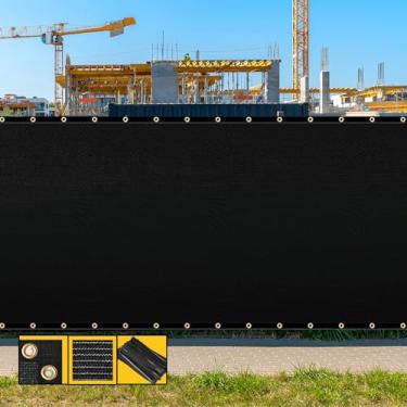 Imagem de SHADESPEARE Tela de privacidade de cerca preta de 2,2 m x 1,5 m, com fixadores e argolas, resistente para jardins, quintal, pátio, quadra de tênis, piscina, projeto de construção, eventos ao ar livre, personalizado