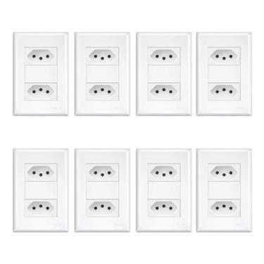 Imagem de Kit 8 Tomadas Dupla Padrão 2P+T Dist 4x2 10A Evidence - FAME