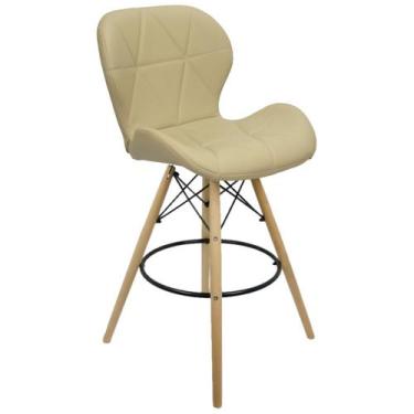 Imagem de Banqueta Slim Eiffel Wood Estofada - Lianto Decor, Bege