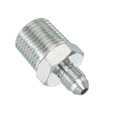 Imagem de PATIKIL Conector adaptador de tubo 7/40.6 cm macho 37 ° Flare JIC x 1/5.1 cm macho R encaixe de tubo restritor de alimentação de óleo conector hidráulico para sistema de tubulações de água a vapor de