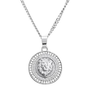 Imagem de Colar de corrente cubana masculino com pingente banhado a ouro e prata de 50 cm CP 282, 20" Cuban Chain, Zinco, Strass