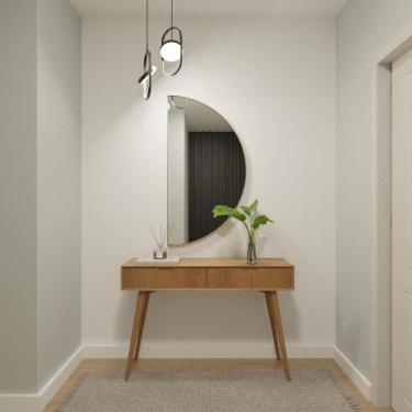 Imagem de Espelho Orgânico 115cm x 60cm E25 Moldura Caramelo Luxo Quarto Decorat