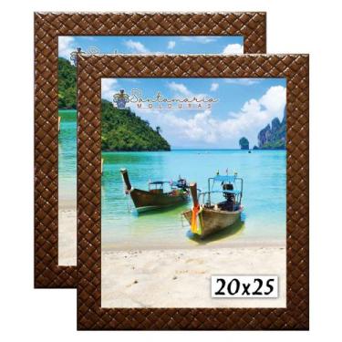 Imagem de Kit 2 Molduras Porta Retrato 20x25 3cm Relevo Marrom - Santamaria Mold