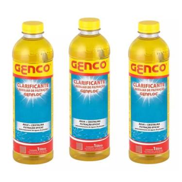 Imagem de Kit com 3 Clarificante Floculante E Auxiliar De Filtração Genco 1l Gen