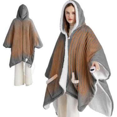 Imagem de Cobertor Elétrico Wearable Shawl Bedsure - Cinza - 127x162cm