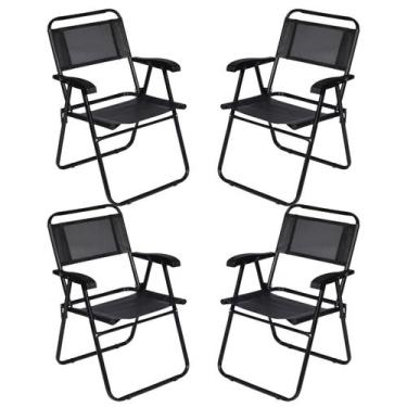 Imagem de Kit 4 Cadeiras De Praia Confortável Master Color Preta 120 Kg Confortá