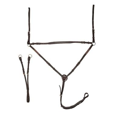 Imagem de Peitoral de cavalo Exion Designer com laço para fixação de circunferência e murcha com acessório de corrida para pescoço de cavalo | Peitoral elástico de cavalo de couro inglês