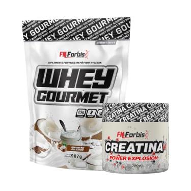 Imagem de Kit Whey Protein Gourmet Refil 907g + Creatina Power Explosion 300g - FN Forbis Nutrition (Iogurte de Coco)