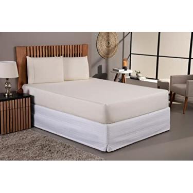 Imagem de Kit Jogo De Lençol 400 Fios Percal Poliéster Liso Toque Macio com Elástico Diversos Tamanho Solteiro Casal Queen King Size (Palha, Solteiro)