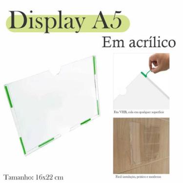 Imagem de 2 Display Parede Quadro Avisos Porta Folha A5 Acrílico horiz - INDÚSTR