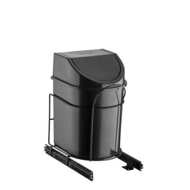Imagem de Lixeira Deslizante Embutida De Armário 12 Litros Schmitt, Preto