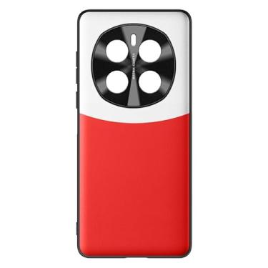 Imagem de LYJSMGZ Capa fina para Honor Magic 7 Pro/7, tendência de bloqueio de cor, proteção de lente de metal, antiqueda, coldres de telefone de couro vegano líquido, vermelho, 7 Pro