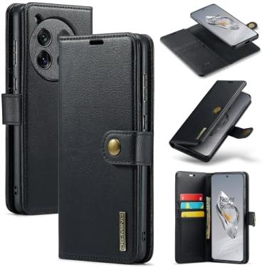 Imagem de DG.MING Capa carteira de couro magnética destacável 2 em 1 para OnePlus 12, capa flip com 3 compartimentos para cartão, 1 compartimento oculto para dinheiro, suporte flip e capa de telefone à prova de