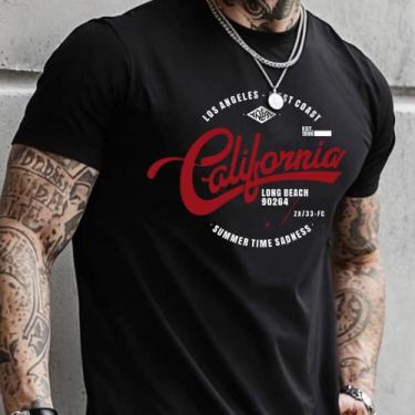 Imagem de Camiseta Masculina Estampada Casual Algodão Sumer Califórnia - Épico, 