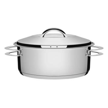 Imagem de Caçarola Tramontina Solar Rasa Em Aço Inox Fundo Triplo Com Tampa E Alças 28 Cm 7,1 L