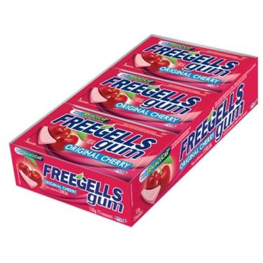Imagem de Chiclete Freegells Gum Cereja Cherry Sem Açúcar c/ 15u 120g