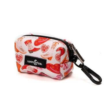Imagem de Lucy & Co. Suporte para saco de cocô de cachorro - Dispensador à prova de vazamento com acessório de coleira - Recargas fáceis - Coletor higiênico para cocô de estimação - rosa laranja ocidental