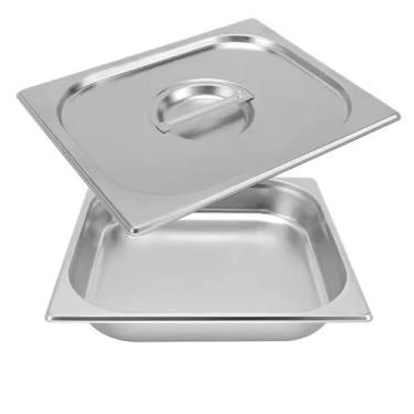 Imagem de Kit Cuba Gastronômica Inox Gn 1/1 100mm Com Tampa Gn 1/1 - Triboshop