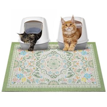 Imagem de Glittme Tapete de areia para gatos com fundo antiderrapante 83 x 56 cm, tapete de armadilha de areia fácil de limpar lavável tapete de comida de gato para gatinho, G