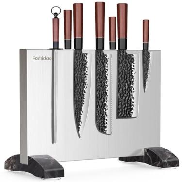 Imagem de fomidao Bloco Porta-Facas Magnético Fomidao, Suporte De Facas Dupla Face Para Balcão Cozinha, Em Aço Inoxidável