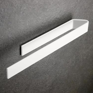 Imagem de Suporte de toalha de mão adesivo, barra de toalha pegajosa de 15,7 polegadas montada na parede, toalheiro de mão de cozinha de alumínio para cozinha Bahtroom Hotel RV - Branco