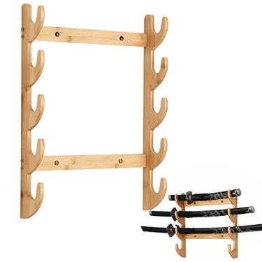 Imagem de Suporte de espada, suporte de espada, suporte de espada multicamadas, suporte de parede para espada katana, suporte de exibição de arma, suporte vertical para espada, suporte de armas de artes