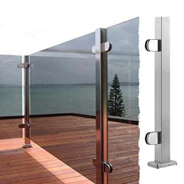 Imagem de Balaustradas postes de corrimão para interiores e exteriores, postes de corrimão de vidro para cercas de vilas, piscinas, terraços e bancadas, kit de corrimão quadrado moderno (altura do post
