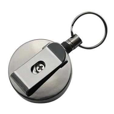 Imagem de JCBIZ Chaveiro retrátil de liga de zinco de alta resiliência para porta-chaves ferramenta telescópica anti-perda 40 mm preto