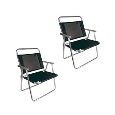 Imagem de KIT 2 Cadeira De Praia Reforçada 140kg Mais Larga Oversize Mor PRETA