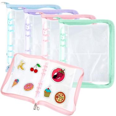 Imagem de Feifeiya 4 peças de fichário organizador de adesivos A5 álbum de colecionador de livros reutilizável organizador de cartão com zíper de 480 bolsos para adultos colecionar cartões de fotos