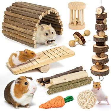 Imagem de Sofier - Brinquedos Naturais para Hamster, Porquinho-da-Índia, Chinchila, Coelho, Gerbos e Rato - Mastigar, Brincar, Exercício - Pack2 - Moderno - Unissex - Bege e Marrom - Durável - Adultos