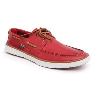 Imagem de Sapato Masculino Dockside Vermelho confeccionado em 100% Couro Legítim
