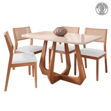 Imagem de Mesa de Jantar com 4 Cadeiras Oiti Conjunto Bromelia 1,30 Madeira/Off 