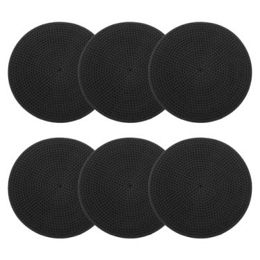 Imagem de PATIKIL Marcadores de poliéster de 23 cm, 6 peças de pontos de borracha antiderrapantes com bolsa de armazenamento, cones planos de agilidade para treinamento esportivo, basquete, futebol, preto