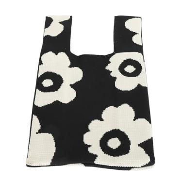 Imagem de Bolsa de Pulso de crochê, Estética Requintada 14,5x7,8 Polegadas Elegante Saco nó Malha, para Compras Casamento (Preto)