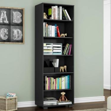 Imagem de Conjunto Home Office 2 Peças Mesa Gamer E Estante 5 Prateleiras Móveis Leão Preto