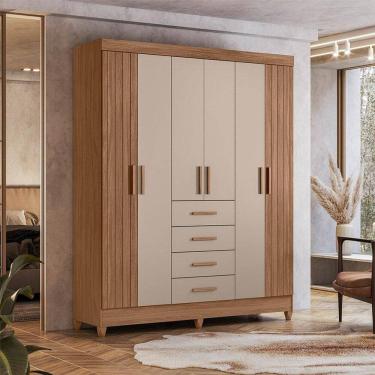Imagem de Guarda Roupa Solteiro Ambiente Aruba 6 Portas Carvalho Fendi - Moval